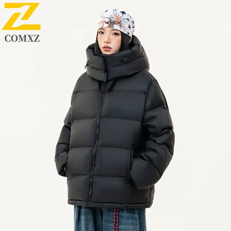 COMXZ Korean Style Men Stand Collar Down Jacket Oversize Slim Fit Waterproof Keep Warm Fashionable Duck Down Streetwear 2025