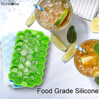 Silicone Honeycomb Ice 37 Grids Lattice Cube Tray Maker with Lid DIY Ice Mold Bar Creative Homemade Ice Making Box Kitchen Tools