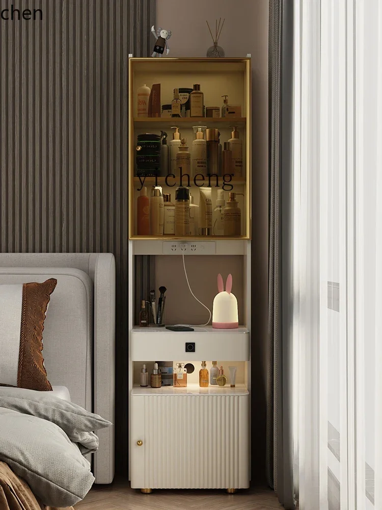 HT Smart Lock Bedside Table Fingerprint Lock Safe Box Bookshelf Integrated High Storage Rack Locker
