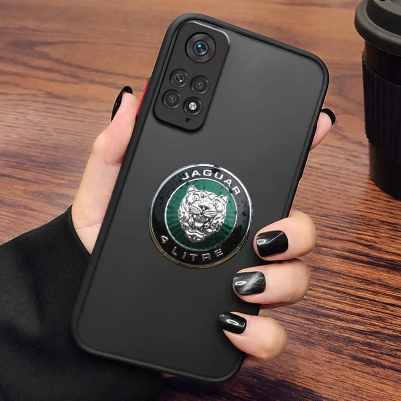 J-Jaguar Car Luxury Cool Logo For Xiaomi Redmi Note 13R 13 12 12S 11 12T 11S 11E 11T 10 Pro Plus Frosted Translucent Phone Case