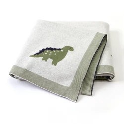 Baby Blankets Dinosaur Knitted Newborns Swaddle Wrap Cradle Quilts for Stroller Sofa Bedding Crib Quilts 100*80cm Cotton Covers