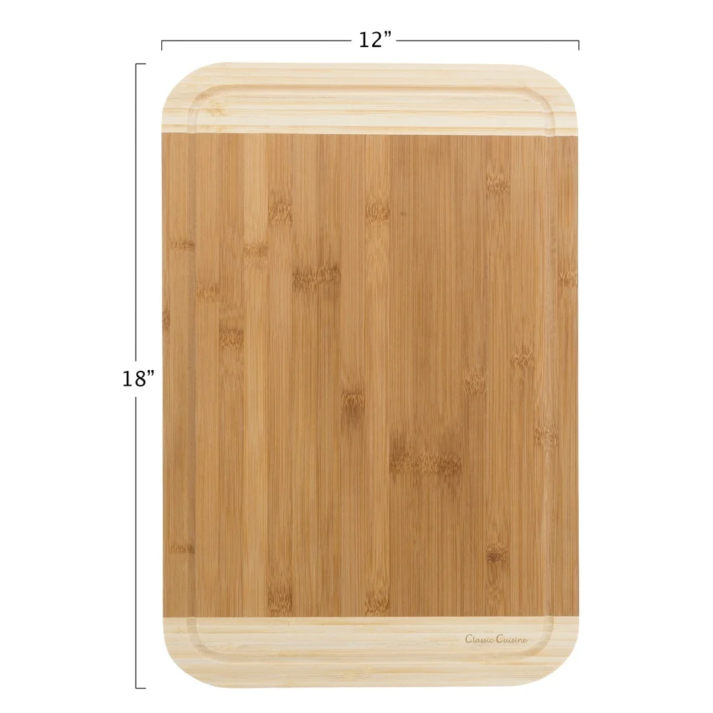 Tábua de corte de bambu ecológica com ranhuras de suco, superfície antimicrobiana durável, não tóxica, corte ideal, preparação de cozinha