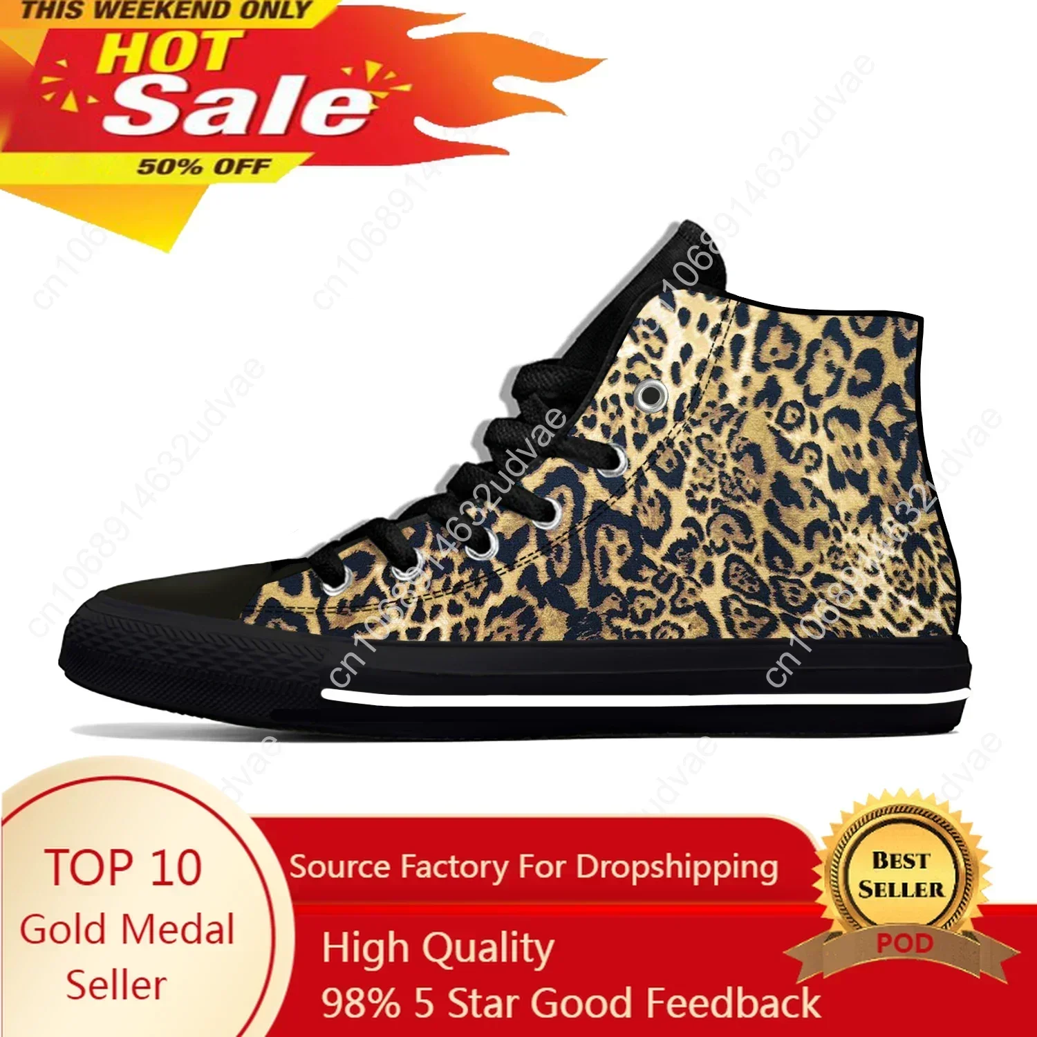 Anime Cartoon Leopard Print Pattern Panther Funny Casual Custom Shoes High Top Lightweight Breathable Hot Mens Womens Sneakers