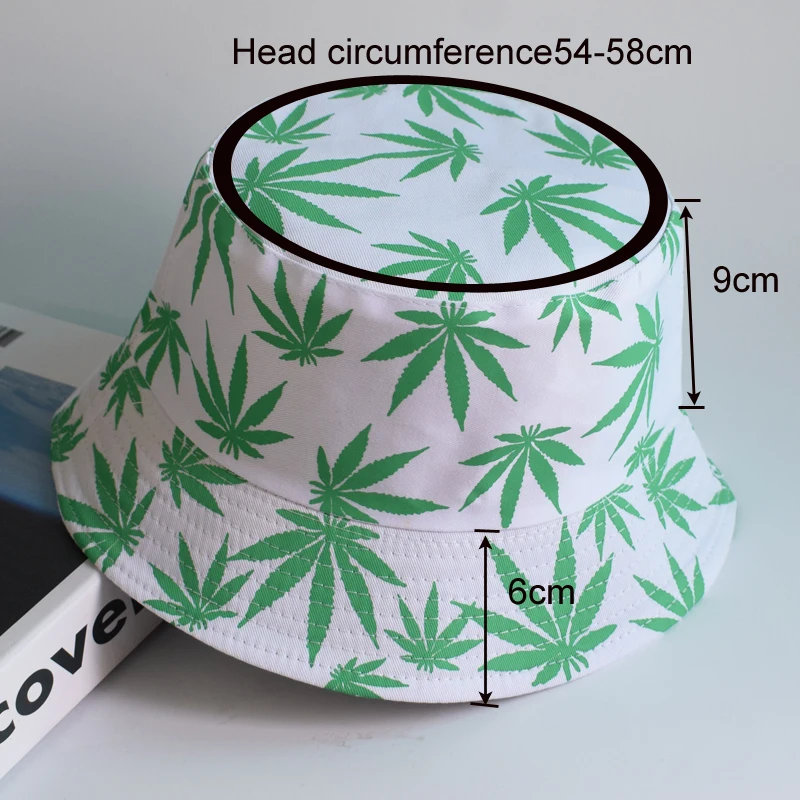 Summer Fisherman Hat  leaf  Bucket Hat men Women Outdoor weed  Panama Fashion Foldable bob Casual travel Fishing Cap