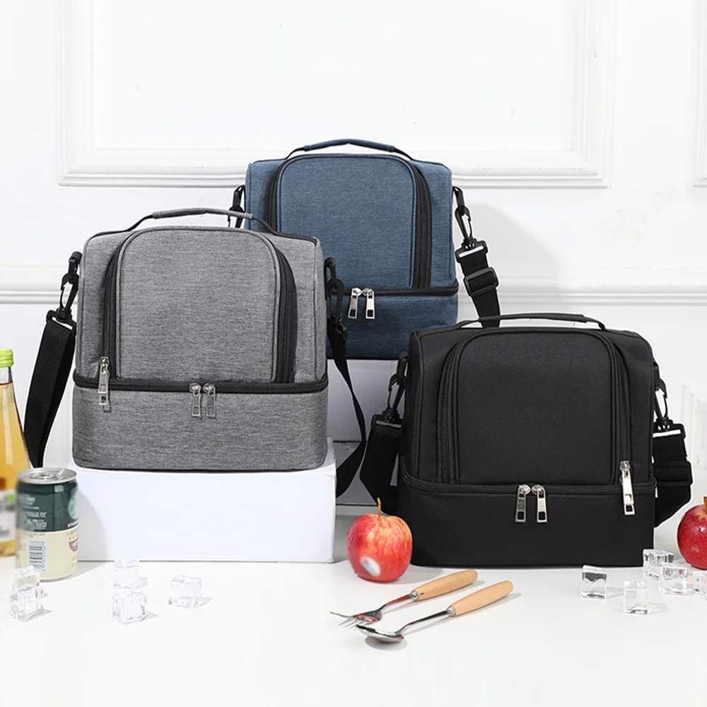 2025 جديد سعة كبيرة معزول أكياس الغداء قابلة لإعادة الاستخدام مقاوم للماء حقيبة تخزين مع حزام الكتف تخزين المواد الغذائية والشراب