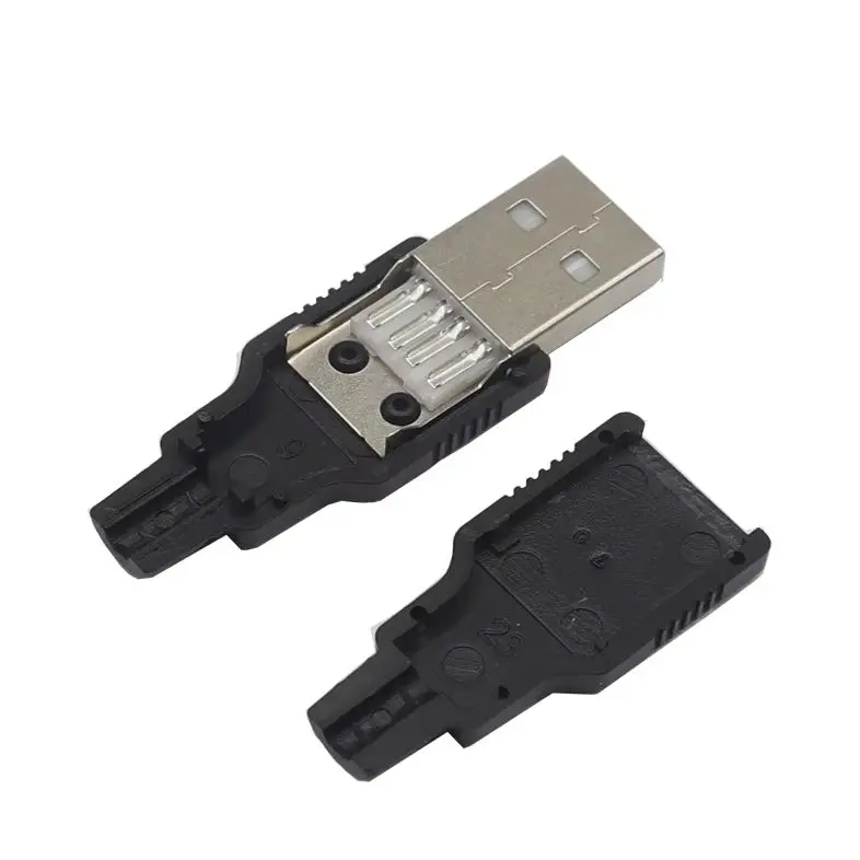 【20-5Set】 Type A Male Female USB  Plug Socket Connector With Black Plastic Cover Type-A DIY Kits
