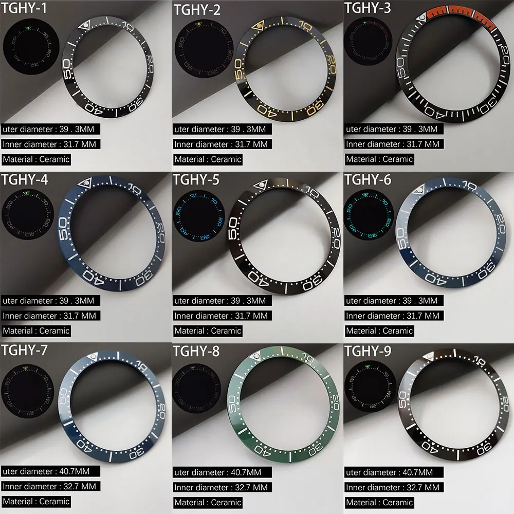 39.3MM/40.7MM/42.9MM/42.3MM/42.3MM TAG Watch Bezel Sloping Luminous Ceramic Bezel Insert Replacement Watch Bezel