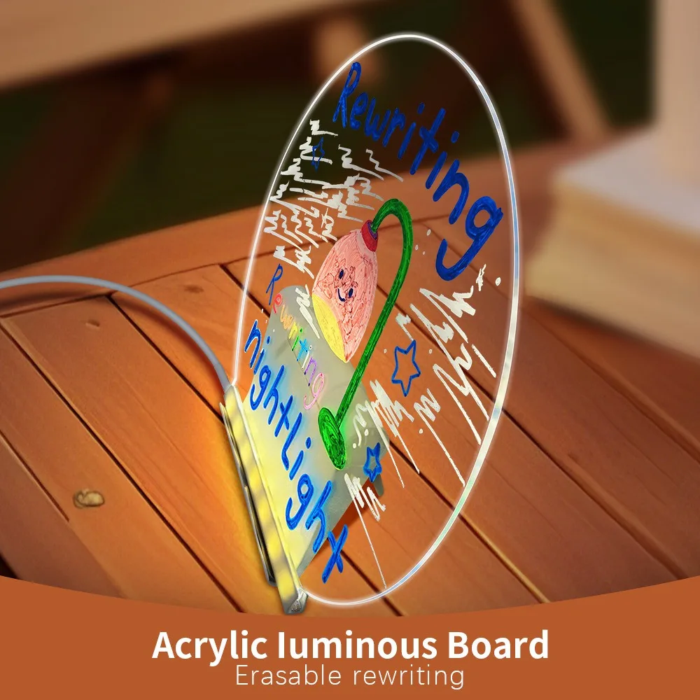 Adjustable Stand LED Writing Board Colored Pens Wiping Cloth Luminous Drawing Board Acrylic Erasable Children Drawing Toys Gifts