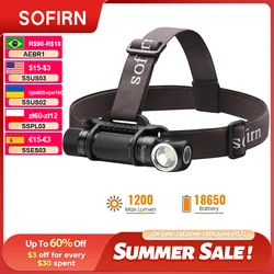 Sofirn SP40 XPL 5300K LED EDC Headlamp 18650 Rechargeable Head Lamp 1200lm Bright Outdoor Fishing Torch with Magnet Tail Cap