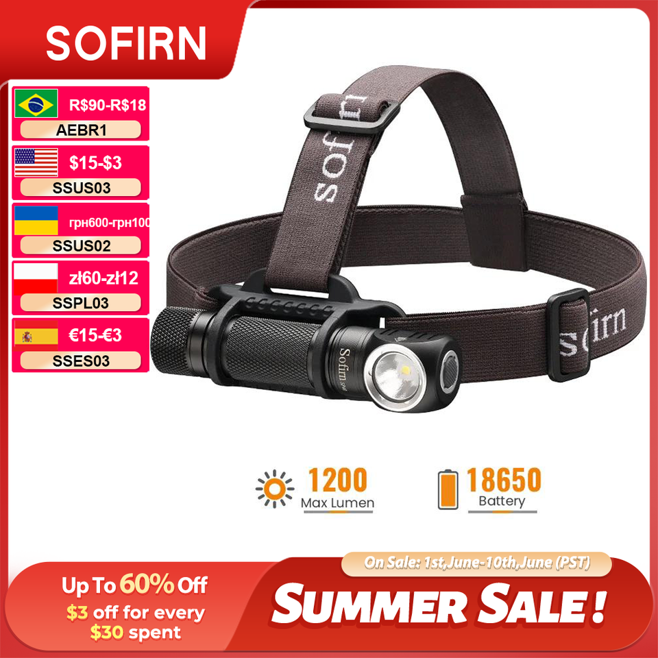  SOFIRN SP40 XPL LED EDC Headlamp 18650 Rechargeable Lamp 1200lm Bright Outdoor Fishing Torch with Magnet TailCap 