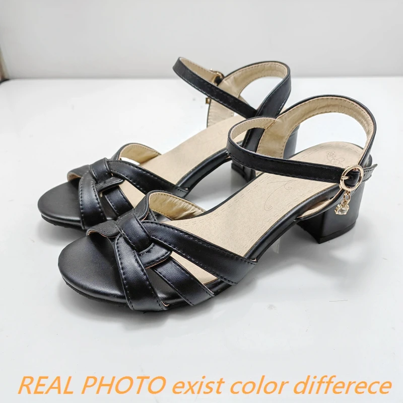 ASILETO Brand Women Sandals Square Toe Chunky Heels 5cm Buckle Strap Soft Concise Daily Female Shoes Large Size 46 47 48 49 50