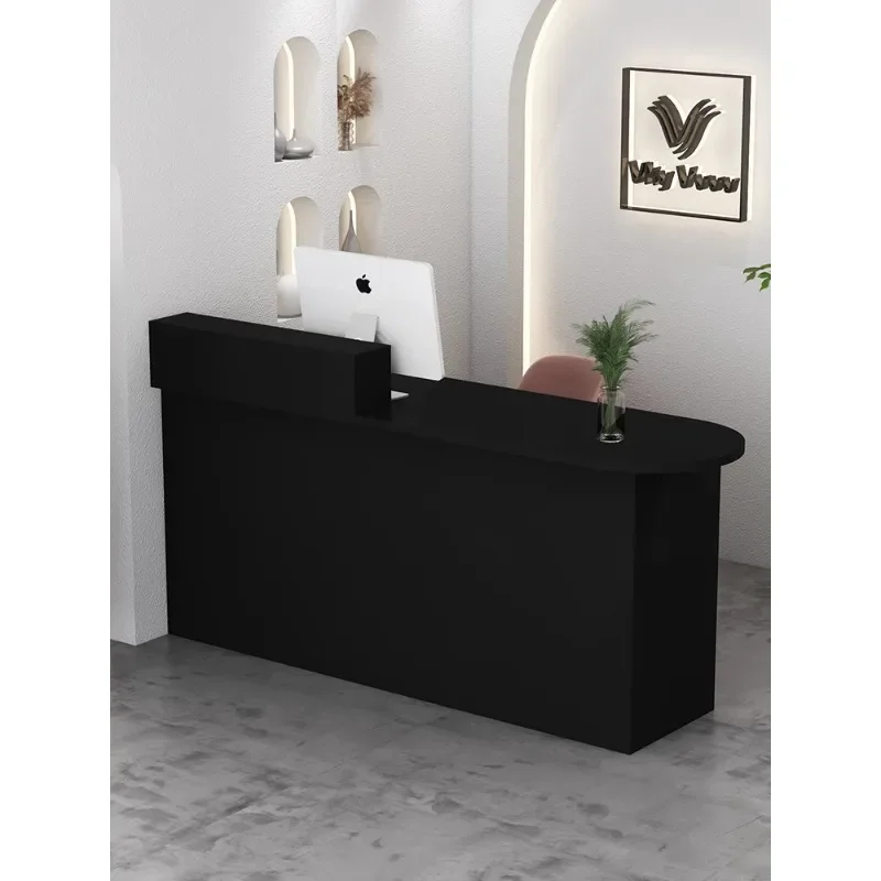 Clothing store Small checkout page Simple modern curved reception desk Barber shop Front desk Beauty salon Bar table