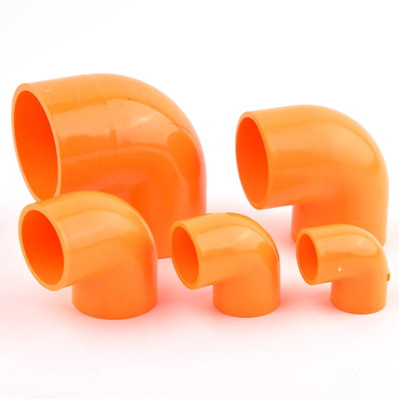 20~50mm Orange PVC Pipe 90° Elbow Direct Connectors Aquarium Overflow Joints, Garden Irrigation DIY Inlet Outlet Drain Fittings