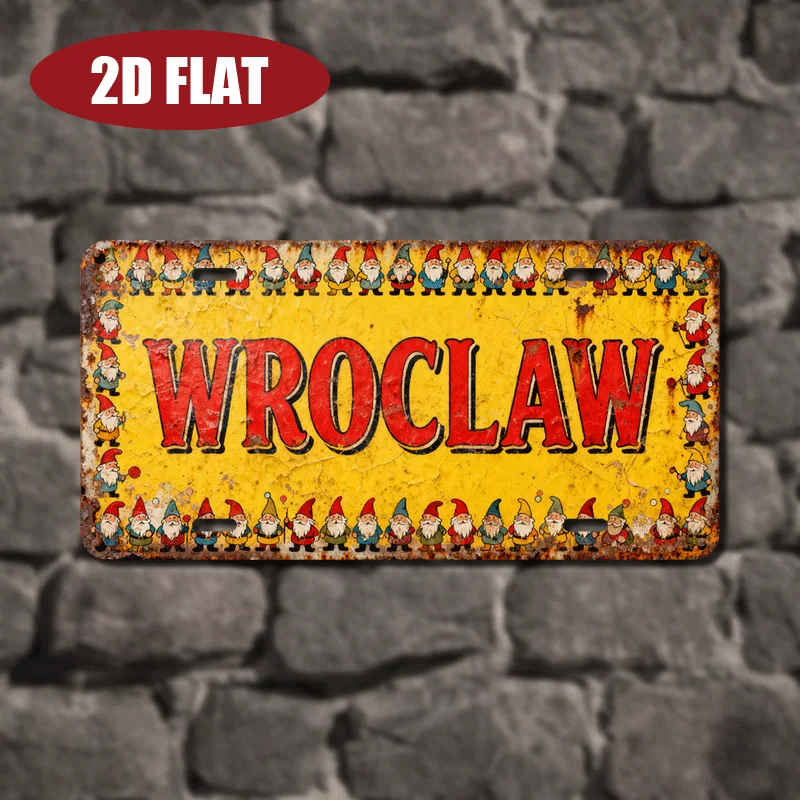 2D Flat, 1pc Decorative Plaque and Ornament, 2D Flat, 30.48x15.24 cm, Wroclaw (Poland) Themed Aluminum License Plate, for Decora