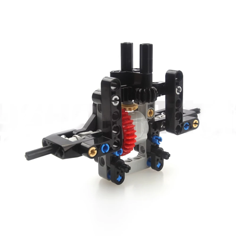 MOC Simple Power Steering System Differentials Gears Axle Beam 56*28 Wheels Legoeds-compatible Building Blocks Drive Car Chassis