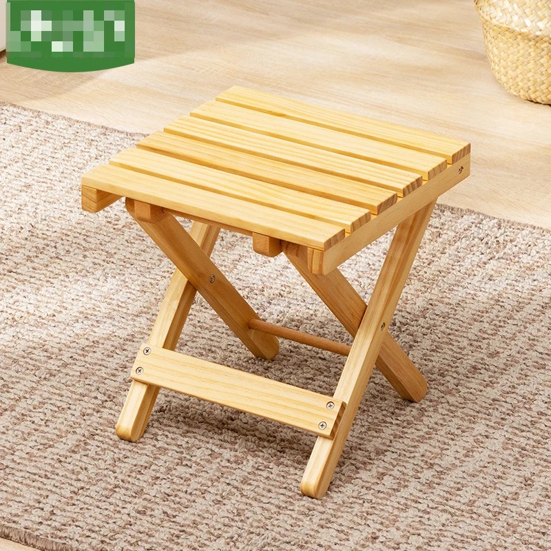 Thickened solid wood Mazar folding stool Wooden bench Small stool Short family bathroom Children's portable and simple