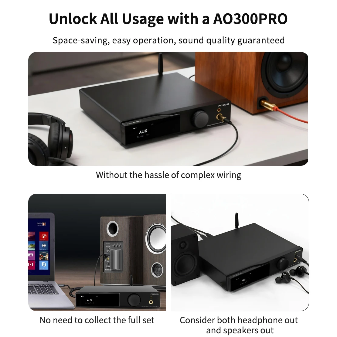 Smsl ao300 pro amplificador de potência fone de ouvido amp