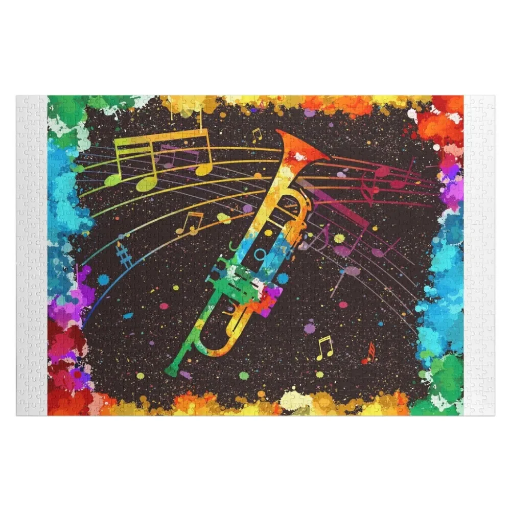 Trumpet Watercolor Art Jigsaw Puzzle Wooden Name With Personalized Photo Puzzle