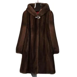 Women's dress Winter sweater casaco inverno feminino Fur imitation mink coat coat Women's fur whole mink long with hat