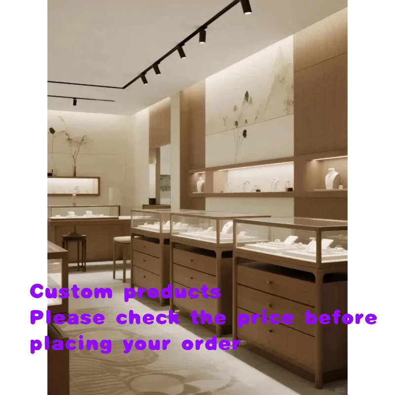custom.3D Rendering Drawing Luxury Jewelry Display Front Counter Jewelry Showroom