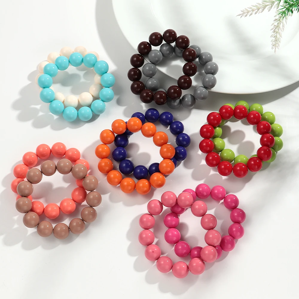 Böhmischer Trend, Acryl, bunte runde Perlen, Damen-Handarmbänder, Boho-Harz, stapelbare Perlen, dehnbares Armband, 2025, Schmuck, Geschenk – Detail 2