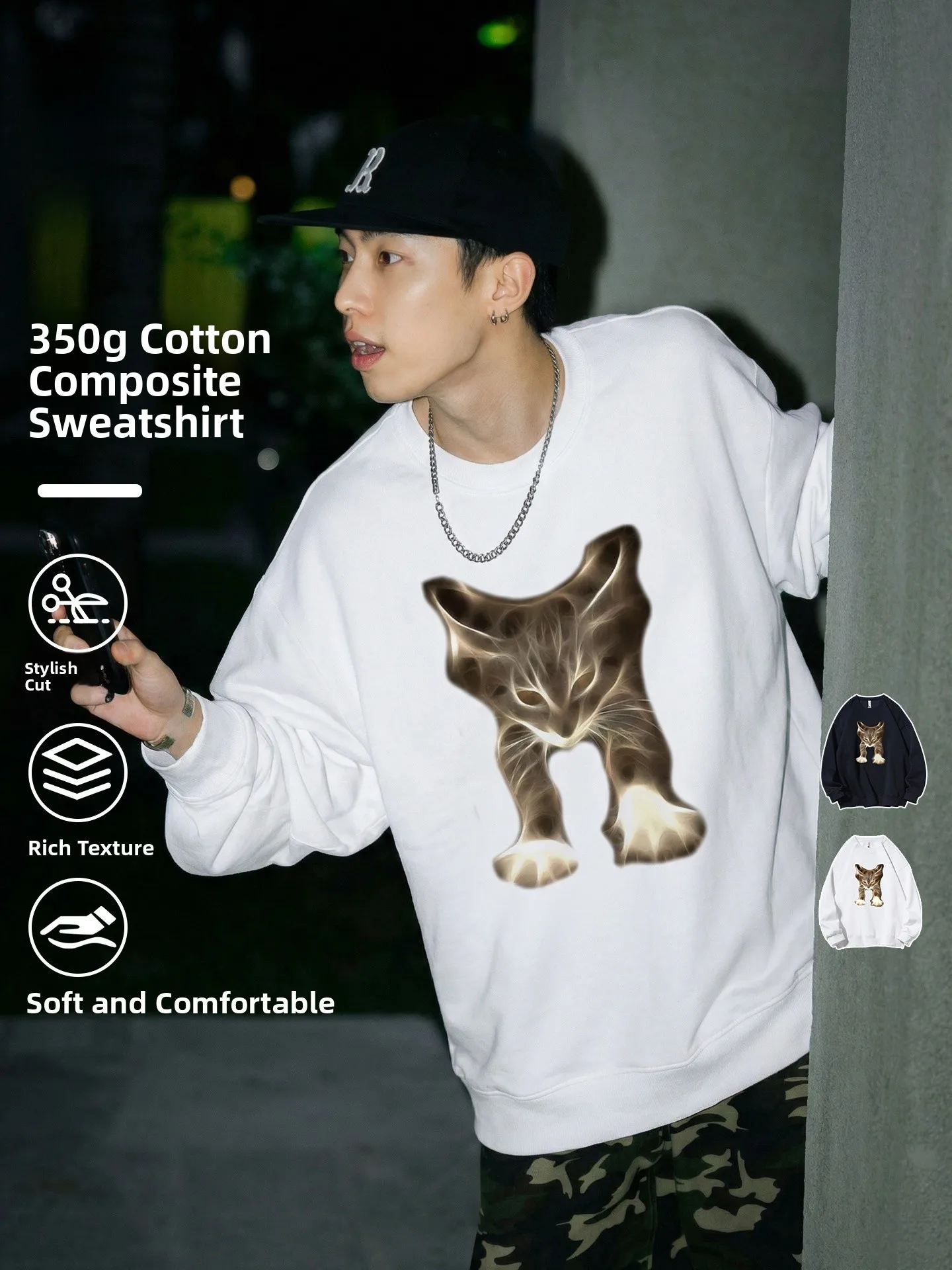 

Американский свитшот из плотного хлопкового бленда с принтом, свободного кроя, с серебристым мехом, повседневный топ, модная уличная одежда