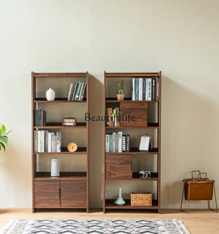 

North American Black Walnut Solid Wood Bookshelf Combination Hallway Log Floor