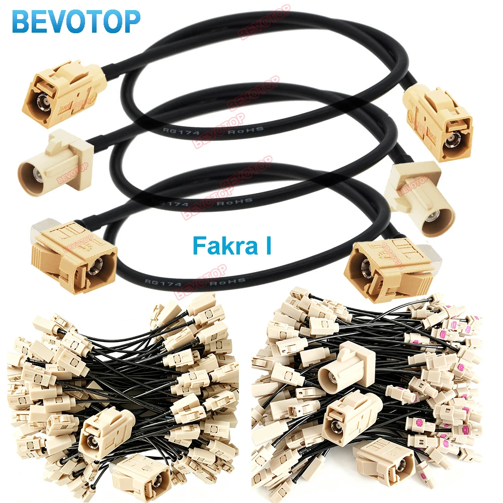 1 Stück Beige RG174 Kabel Fakra I Stecker auf Buchse für Bluetooth VPM RF Koax-Verlängerungskabel, kundenspezifische Länge 10 cm bis 20 m