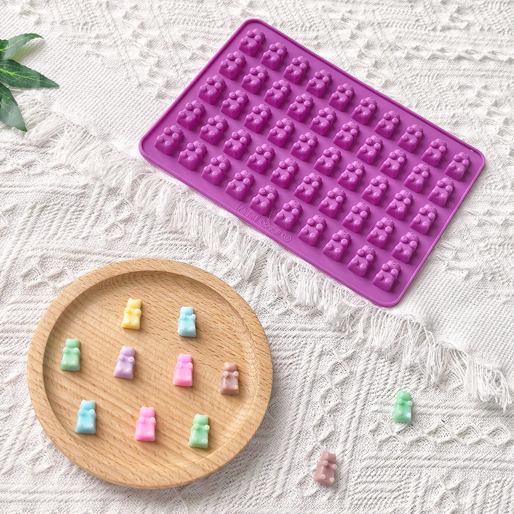5pcs Gummy Bear Candy Mold Kit with 2 Droppers Silicone Non-stick Chocolate Molds DIY Multi-Shape Jelly Fondant Kitchen Tool