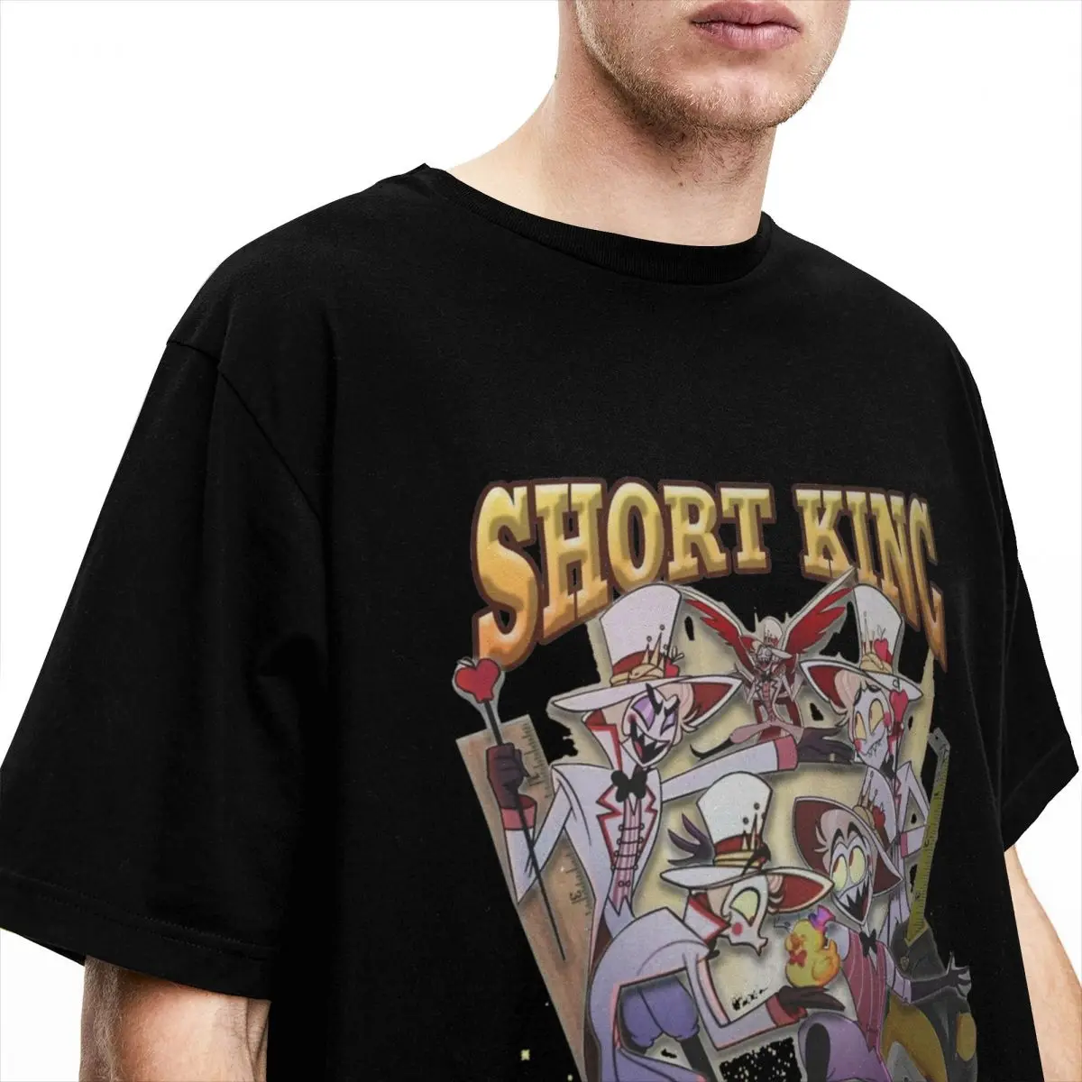 Lucifero Short King Fanclub T Shirt Estate Hazbins Hotel Y2K T-shirt casual 100 cotone Tee Shirt per uomo Manica corta Top Tees