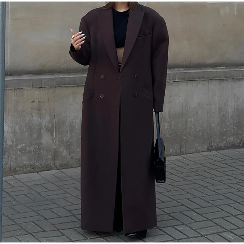 

Striped Long Lapel Long Coat Fashionable Feminine Temperament Elegant Commuting Outfit