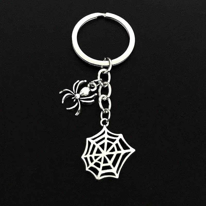 Chaveiro de Metal com Aranha para Homens e Mulheres, Chaveiro Animal, Presentes de Halloween, Acessórios para Bolsas, DIY, Jóias Artesanais, 30PCs