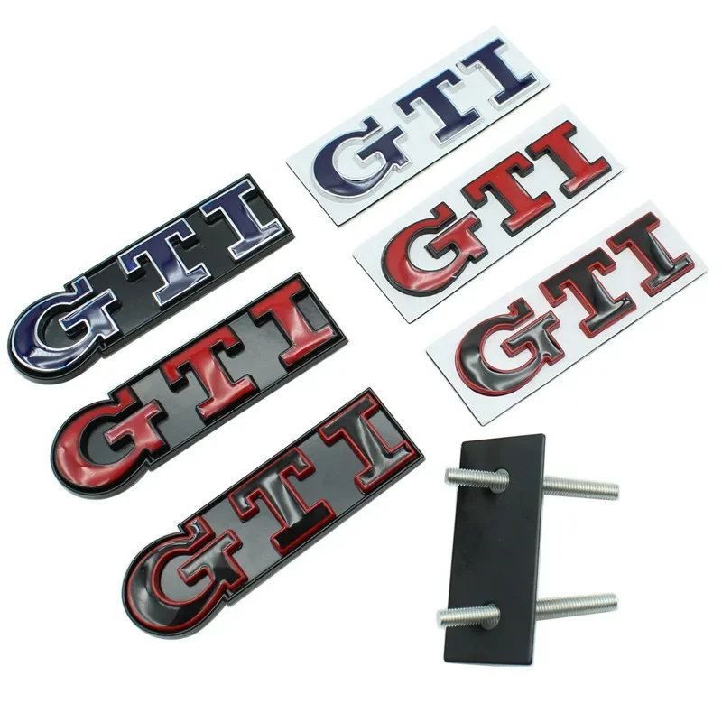 Metal Car GTI Logo Front Grille Emblem Badge Stickers for Volkswagen Golf 4 5 6 7 8 Passat Jetta Polo Touareg GTD GLI Touran