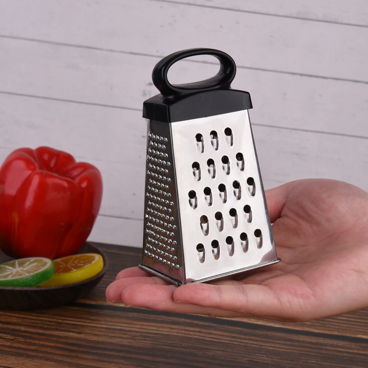 Rallador de queso profesional de 4 caras de acero inoxidable de tamaño Mini, herramientas de cocina para queso parmesano y verduras, 1 ud.