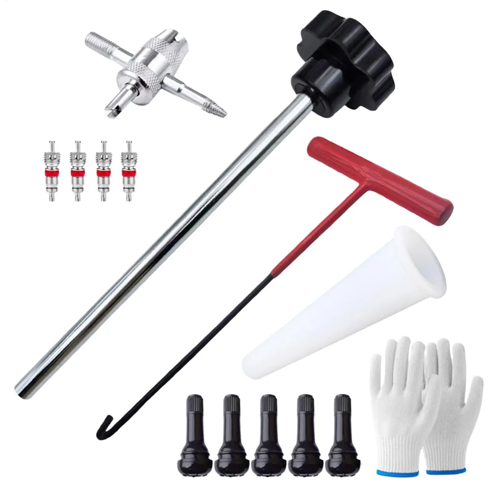 

4 Way Valve Core Remover Tire Valve Stem 13pcs Valve Stem Core Removal Tool Single Head Tire Valve Core Remover Installer Tool
