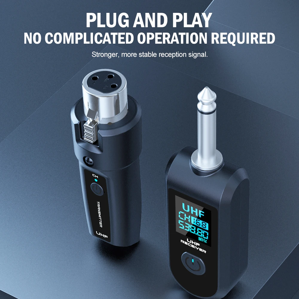 Wireless Microphone Transmitter Receiver System UHF XLR Adapter System for Dynamic Microphone Guitar Audio Mixer PA System DGNOG