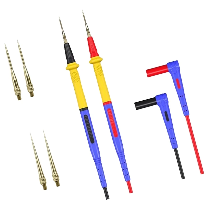 652F Stainless Steel Multimeter Pen 20A 1000V High Precise Soft Silicone Wire Test Tip Probes for Mobile Phone Repair