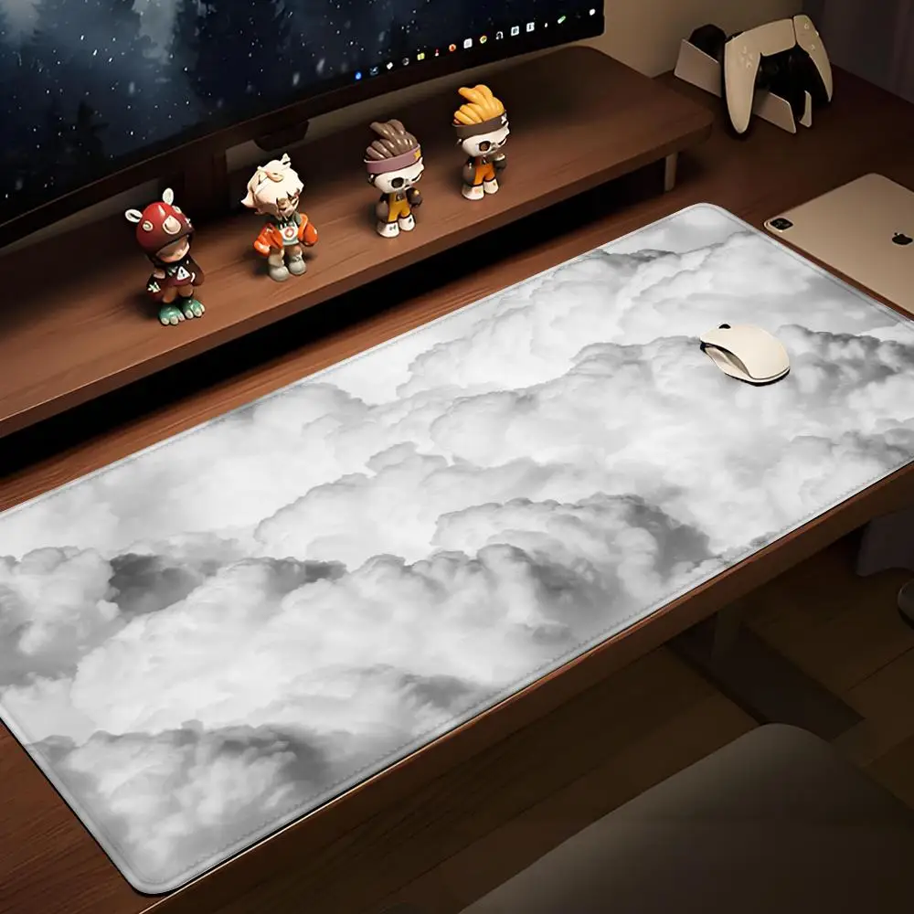 HYBXAXC White Cloud Large Game Mouse Pad Computer HD Mat Keyboard Pad Natural Rubber Non-Slip Office Mousepad Gift For Friends