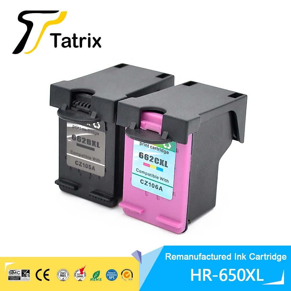 Cartucho de tinta de inyección de tinta a color remanufacturado Premium Tatrix 662 XL 662XL para impresora HP Deskjet Ink Advantage 1015 3545
