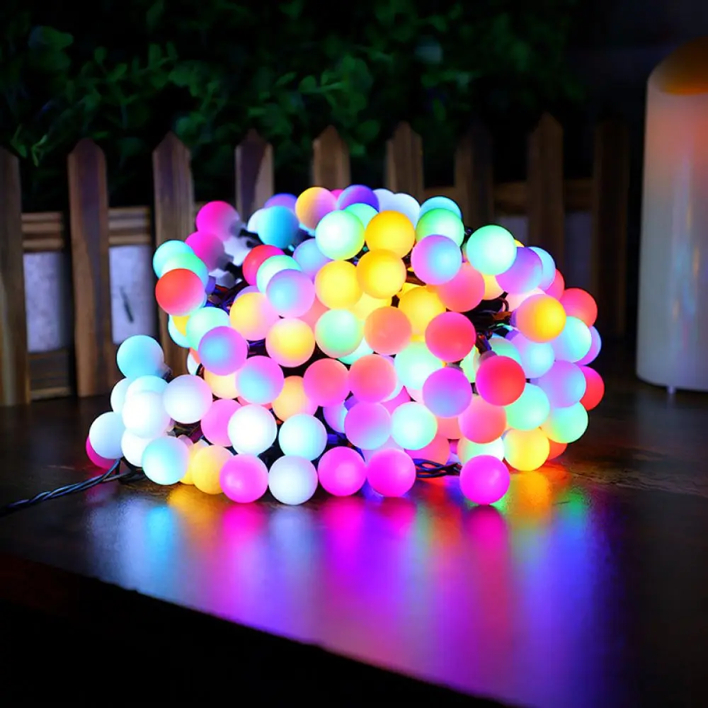 Solar Powered Cherry Blossom Bubble Ball String Lights Outdoor Decorative Led Lamp For Garden Yard Patio Holiday Lighting