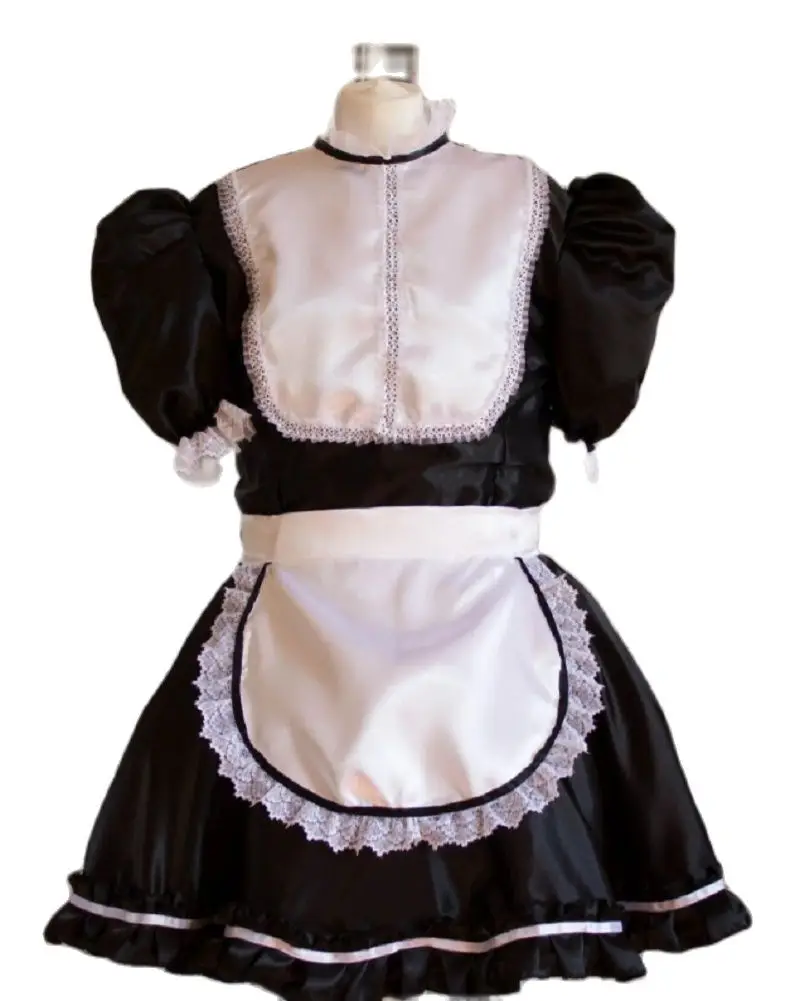 Adult Hot Selling New Sissy Black Lovely Lace Collar French Maid Dress Customization