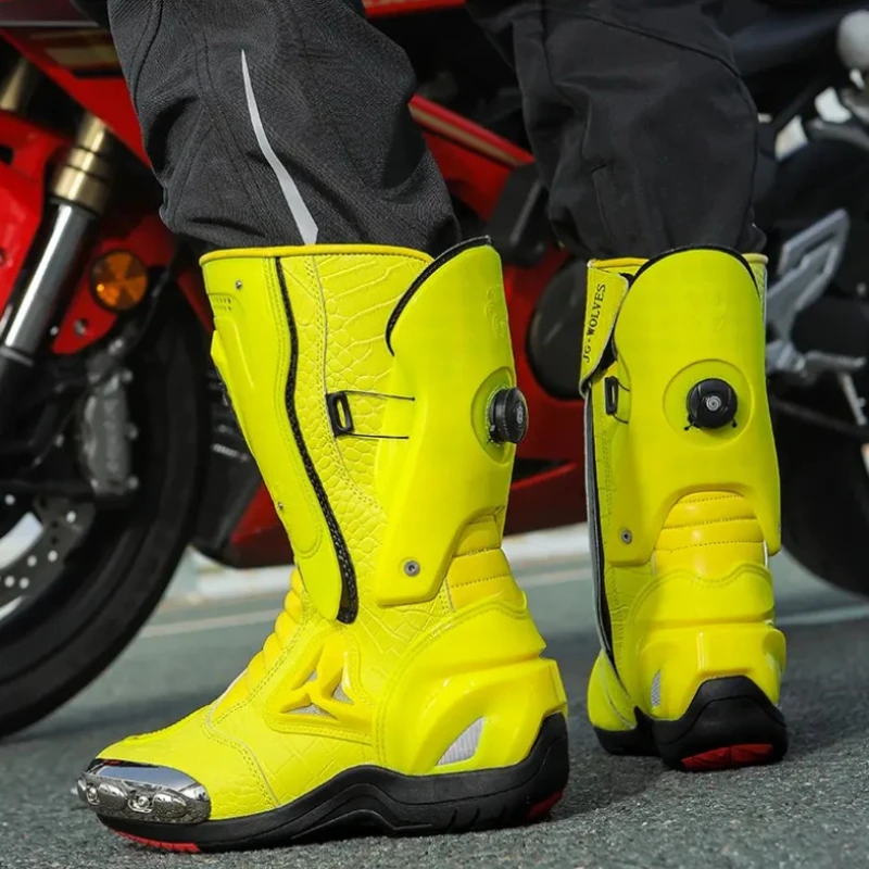 JG.WOLVES Men Anti-slip Motorcyclist Shoes Adventure Motocross Bike Boots Leather Motorcycle Boots Motorcycle Accessories 36-47