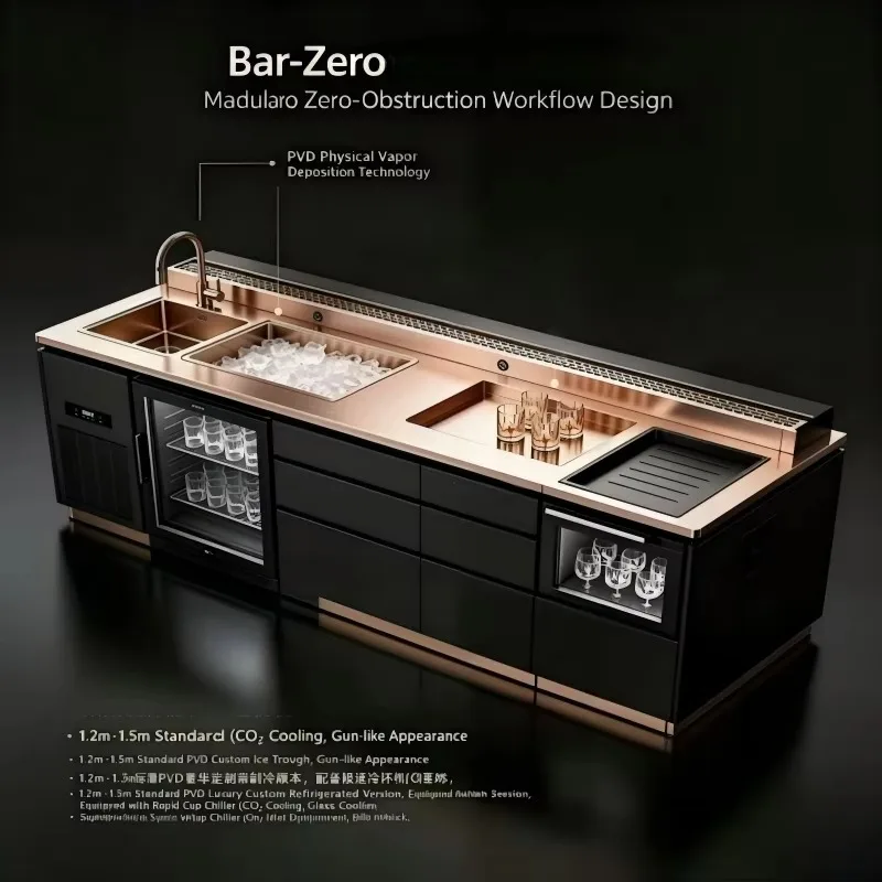 OME Commercial Stainless Steel Bar Portable Bar Counter Mobile Restaurant Hotel Bar Stainless Steel Counter Cocktail Station