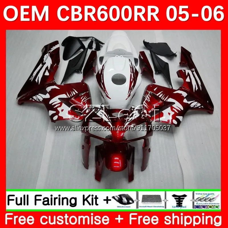 Metallic Red OEM Body + Decal For HONDA CBR600 CBR 600CC 600RR 600 RR CC F5 05 06 37No.0 CBR600RR 2005 2006 Injection Fairings