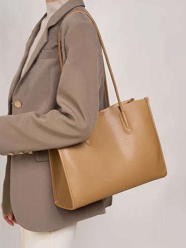 Imagen 2 del producto Nuevo bolso OL caqui a la moda para mujer, bolso de hombro de piel auténtica para mujer, bolso de mano grande, bolsos de compras de gran capacidad, bolsillos