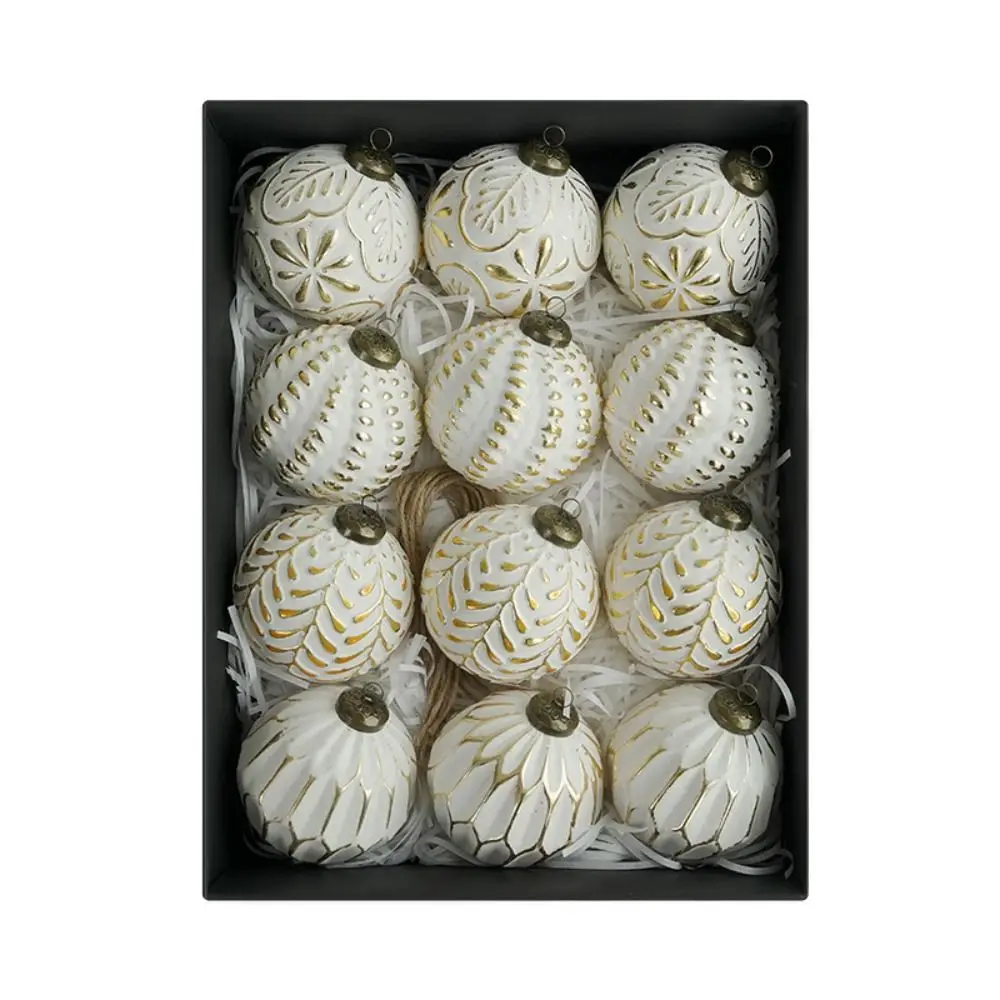 

12 шт., модный набор рождественских шаров из ПВХ, многоцветный подвесной шар с рождественским орнаментом, 8 см, рождественские безделушки для дома