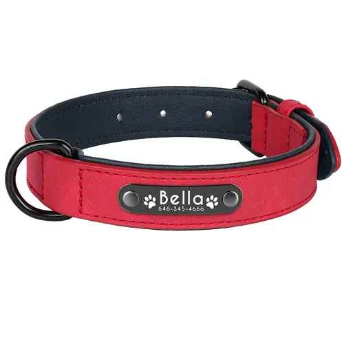 Dog Collars Personalized Custom Leather Dog Collar Name ID Tags For Small Medium Large Dogs Pitbull Bulldog Beagle Correa Perro - Image 14