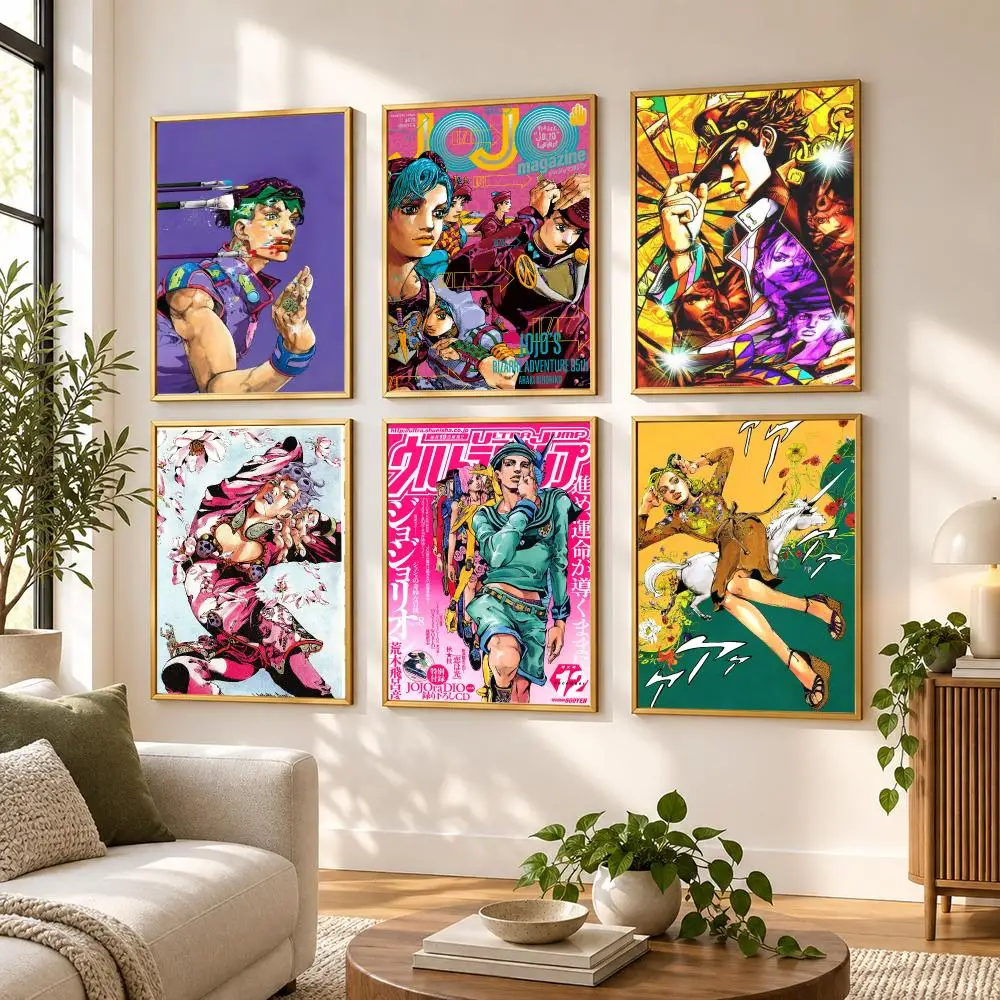 JoJos Bizarre Adventure Retro Anime Poster HD art sticky wall waterproof home living room bedroom bar aesthetic decoration
