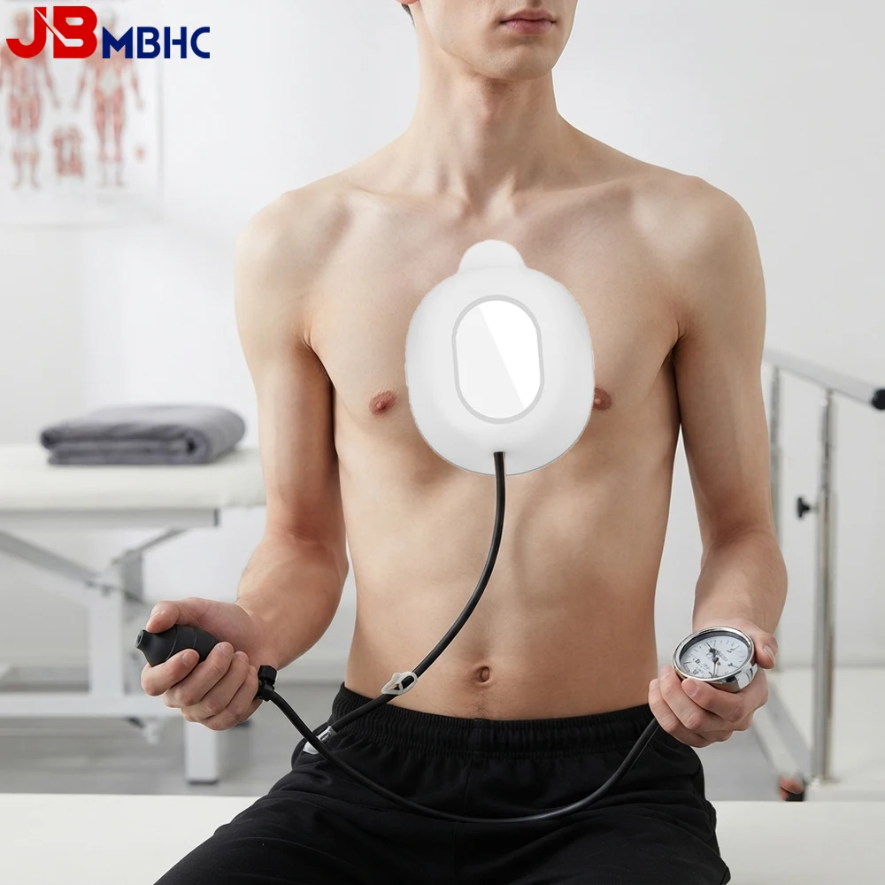 Pectus Excavatum Negative Pressure Corrector with Gauge, Chest Retraction Straightener for Mild To Moderate Sunken Sternum