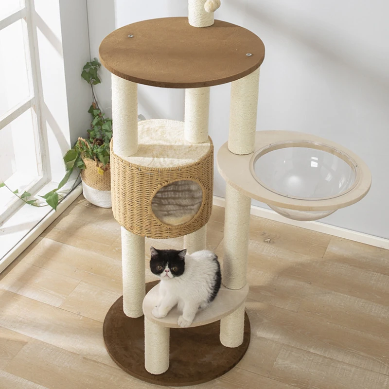 Multi-Story Cat Tree House multifunctional cat house Multi-layer tower cat scratching board Wooden pet supplies